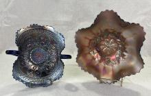 Two Fenton Carnival Glass Bowls in Amethyst