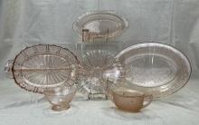 Pressed Pink Depression Glassware Grouping