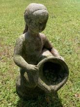 Concrete Garden Statue â€“ Seated Girl with Cornucopia