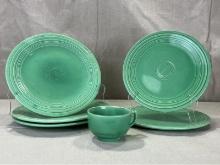 Six Pieces of Fiestaware in Green