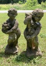 Pair of Concrete Garden Putti Figures â€“ Allegories of the Seasons