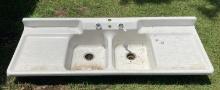 Cast Iron Double Basin Sink with Drainboard