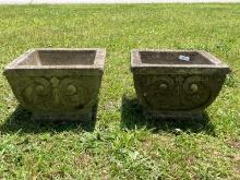 Pair of Square Concrete Planters