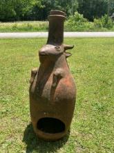 Goat Head Clay Chiminea Pot