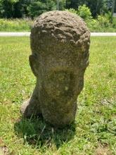 Concrete Garden Sculpture â€“ Expressive Male Head