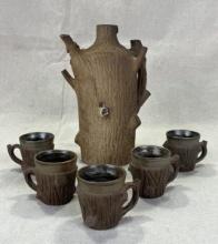 D.X. Gordy Figural Tree Teapot with Cups