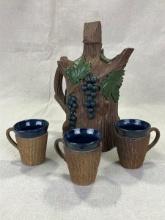 D.X. Gordy Figural Tree Teapot with Vines and Grapes