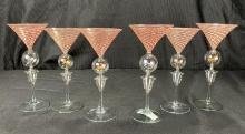Set of Six Bimini Werkstatte Martini Glasses, Circa 1930