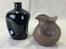 Gordy Pottery Pinched Bottle and Vase