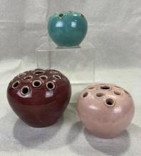 Group of Three W.J. Gordy Flower Frogs