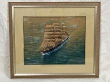 Clipper Ship at Sea, Watercolor