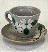 W.J. Gordy Dogwood-Decorated Cup and Saucer