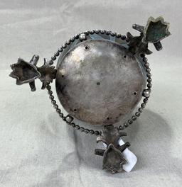 Art Glass Vase with Silverplate Base
