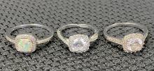Sterling Silver Cubic Zirconia and Opal Ring Assortment