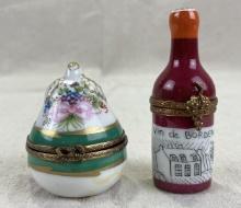 Pair of Limoges Peint Main Trinket Boxes