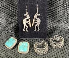 Three Pairs of Southwest Sterling Silver Earrings