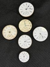 Collection of Antique Watch Faces with Movements – Elgin, Waltham & Others