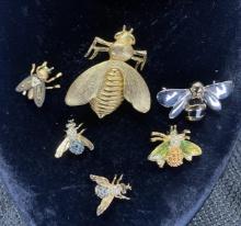 Goldtone and Silvertone Bee Pin Assortment