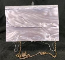 Vintage Opalescent Lucite Evening Bag with Rhinestone Detail