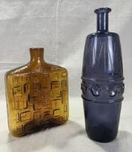 Two Mid-Century Modern Glass Bottles