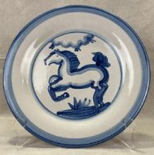 M.A. Hadley Pottery Charger with Blue Horse