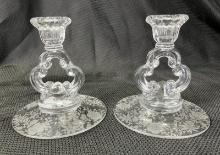 Cambridge Etched Wildflower Candlesticks