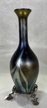 Art Glass Vase with Silverplate Base