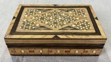 Marquetry Inlaid Wood Trinket Box