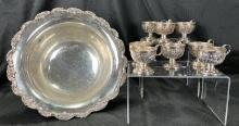 Israel Freeman & Son LTD Silverplate Punch Bowl & Cups, English Repoussé Work