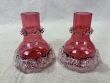 Pair of Cranberry Glass Vases