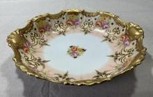 Limoges Blakeman & Henderson Gilded Porcelain Bowl with Hand-Painted Roses