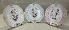 Three Antique Weimar Gilded and Hand-Painted Porcelain Fairy Plates