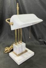 Brass and Marble Bankerâ€™s Lamp