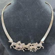 Sterling Silver Kabana Galloping Horse Necklace