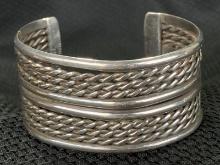 Taxco Sterling Silver Braided Design Bangle Bracelet