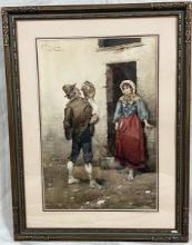 Carlo Polidori (Italian, 1895-1962) Lady and Gentleman, Watercolor on Paper