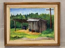 Theo, Country Shack,  Oil on Board