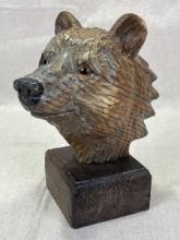 Folk Art Carved Bear Head