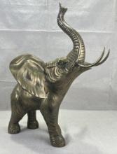 Large Brass Elephant with Incised Detailing