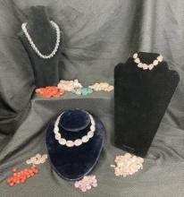 Natural and Faux Stone Bead Assortment Featuring Rose Quartz and More