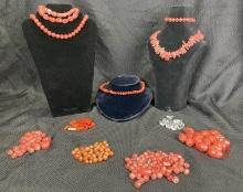 Natural and Faux Stone Bead Assortment Featuring Coral and More