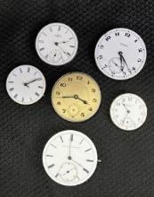 Collection of Antique Watch Faces with Movements - Elgin, Westfield & Others