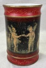 Italian Hand-Painted Ceramic Vessel in the Roman Fresco Style