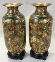 Pair of Cloisonne Vases with Stands