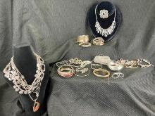 Jewelry Assortment Featuring Silvertone and Goldtone Elements