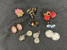 Vintage Earring Assortment Featuring Carved Mother of Pearl, Art Glass, and Murano Glass