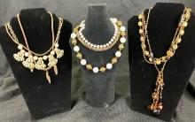 Gold Tone Necklace Jewelry Grouping