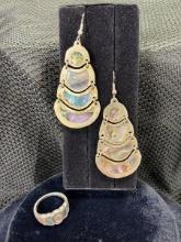 Abalone and Sterling Silver Ring and Earring Set