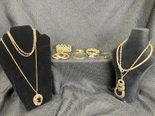 Gold Tone Jewelry Assortment Featuring Rhinestones