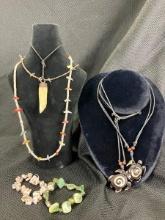 Necklace and Bracelet Assortment Featuring Carved Bone